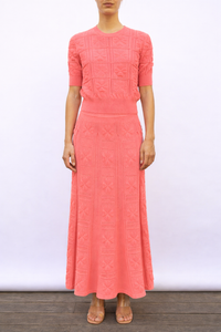 Thumbnail for Clover Knit Long Skirt Cadillac Ombre