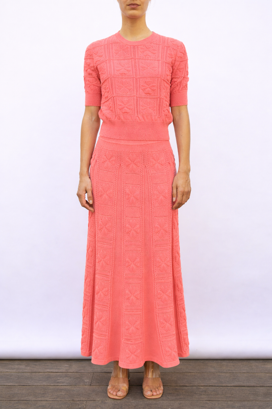 Clover Knit Long Skirt Cadillac Ombre