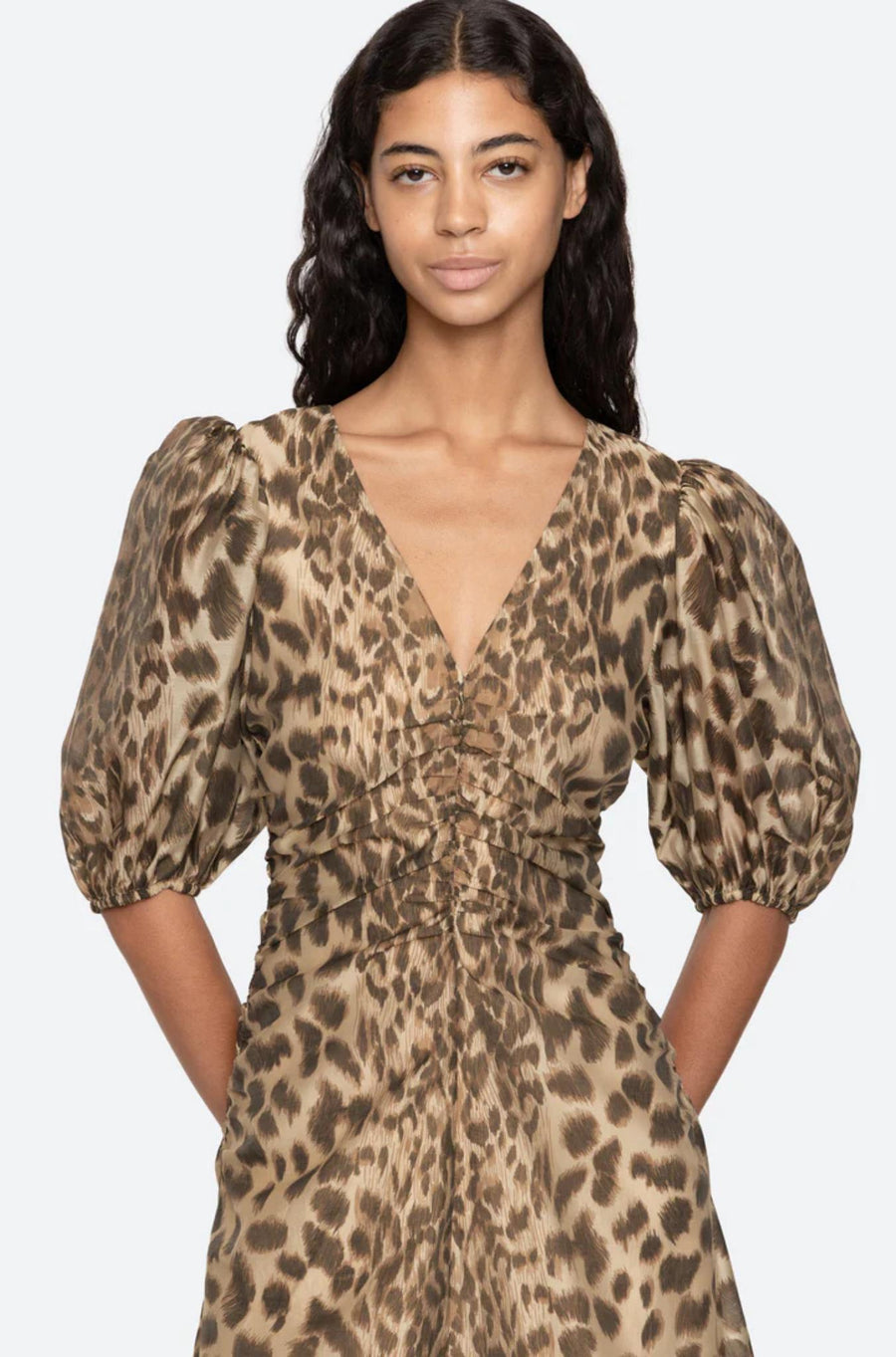 Claude Print Puff Midi Dress cream-Dress-Sea New York-Debs Boutique