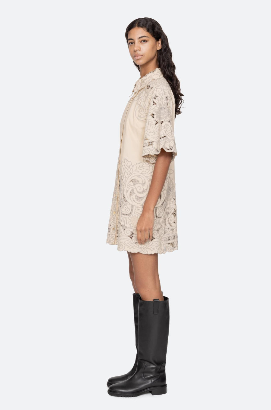 Ceci Embroidery Shirtdress Cream-Dress-Sea New York-Debs Boutique