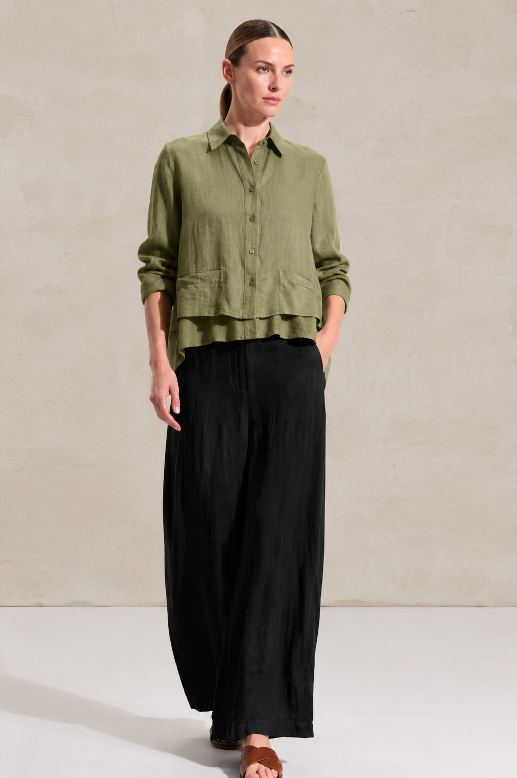 Detailed Hem Shirt Olive
