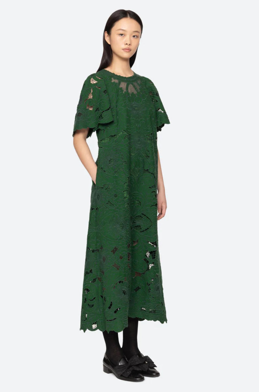 Ceci Embroidery Maxi Dress Green-Dress-Sea New York-Debs Boutique
