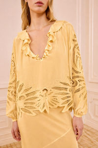 Thumbnail for Adonis Silk Applique Blouse Dandelion