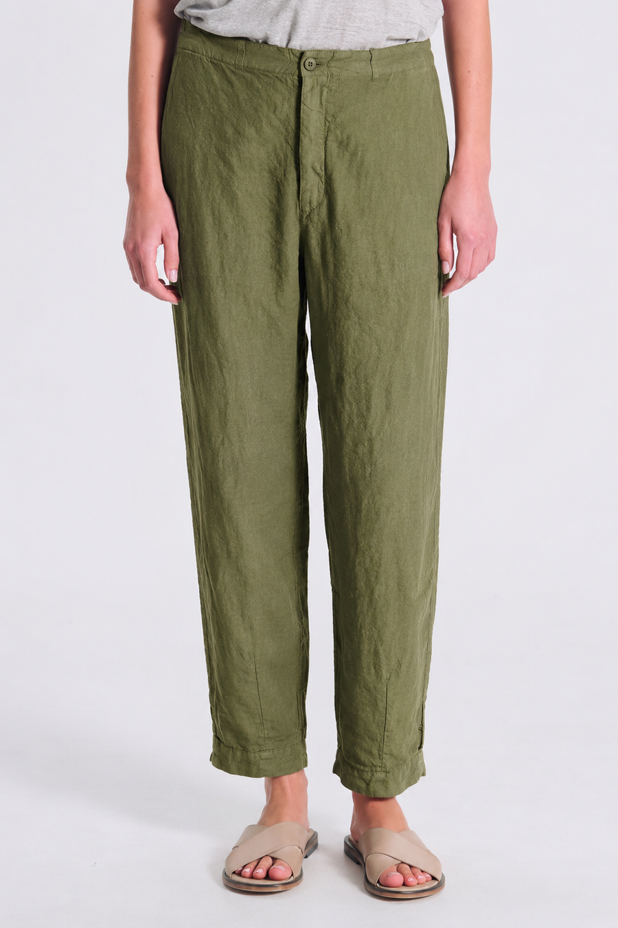 Linen Elastic Back Slim Pant