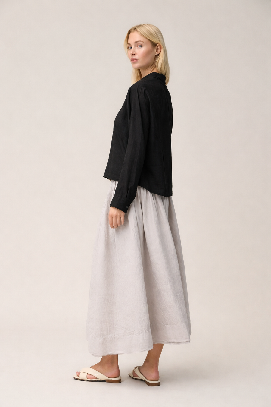 Silk Habotai Shirt - Black