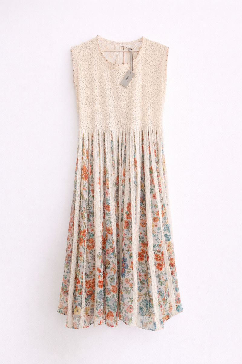 Lace Strip Floral Dress