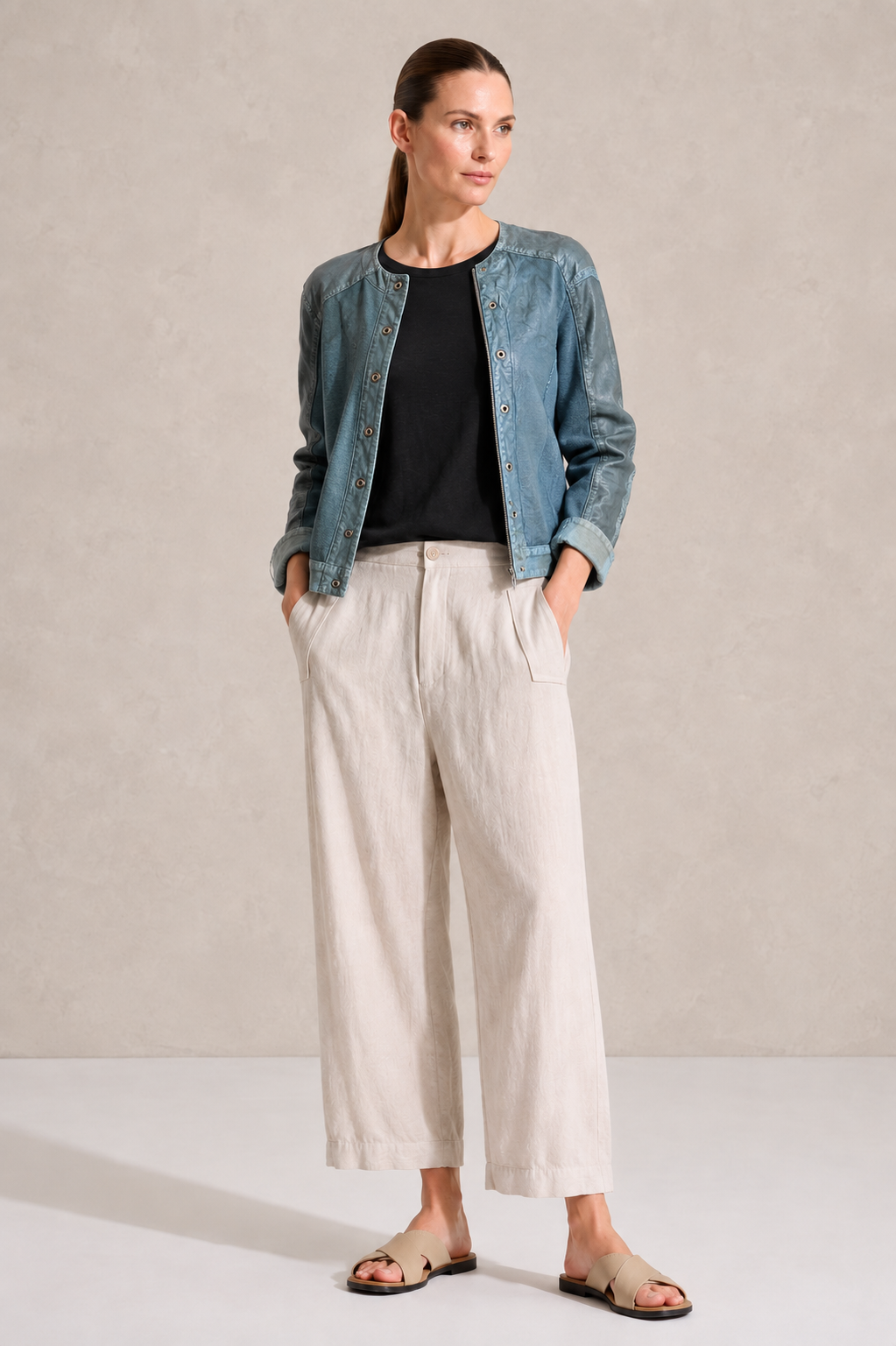 Jacket with Leather Stretch Insert — Transit — Debs Boutique
