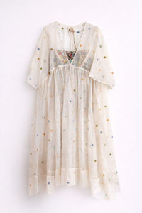 Thumbnail for Fine White Dress With Contrast Floral Slip