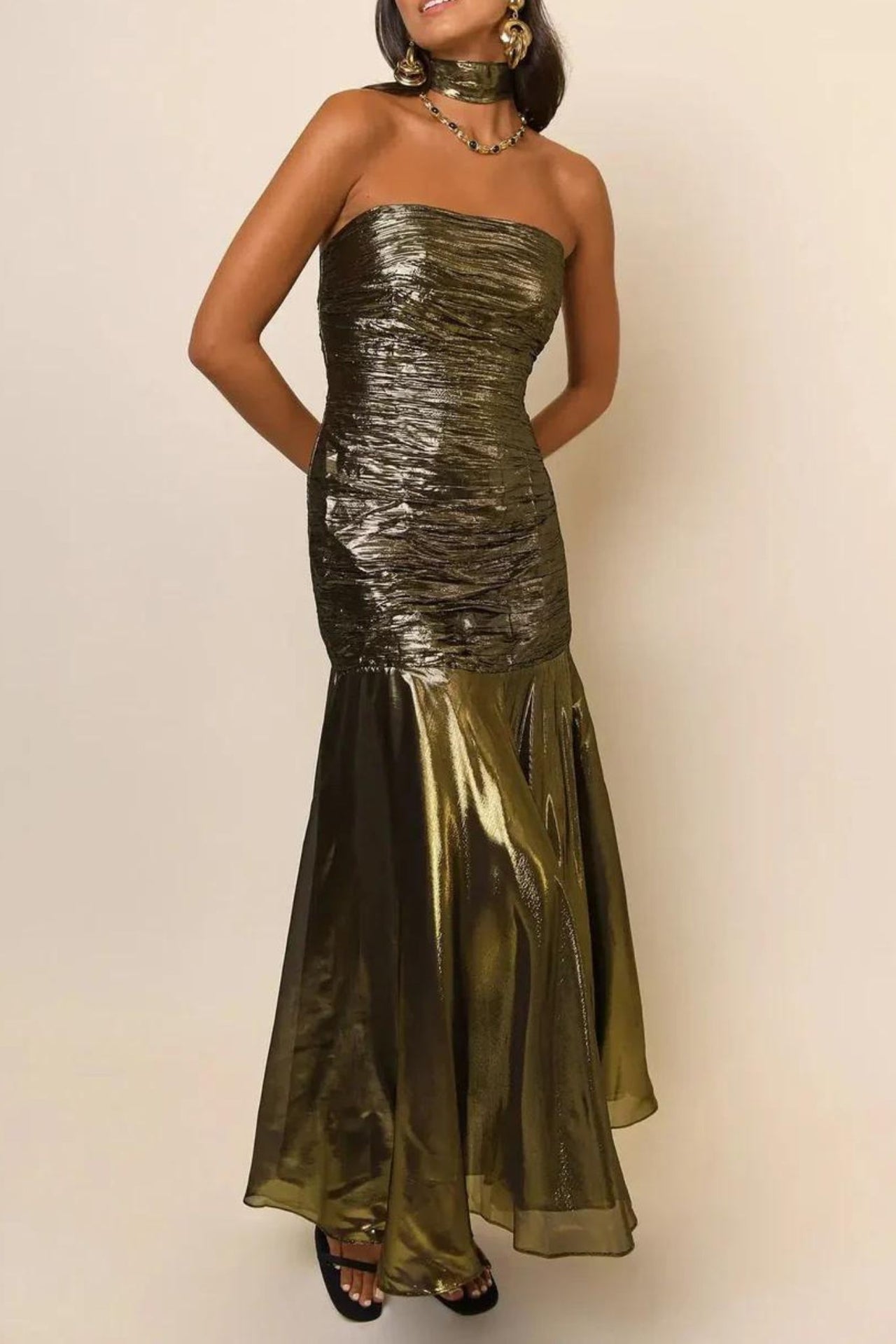 Claudette Dress Gold-Dress-Rixo-Debs Boutique