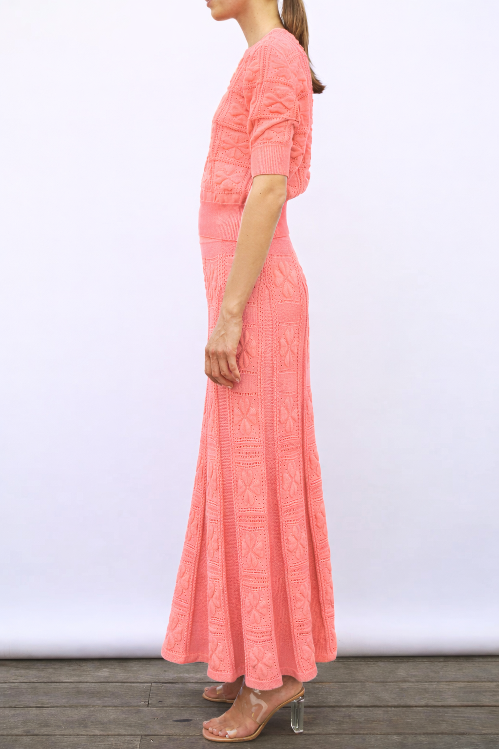 Clover Knit Long Skirt Cadillac Ombre