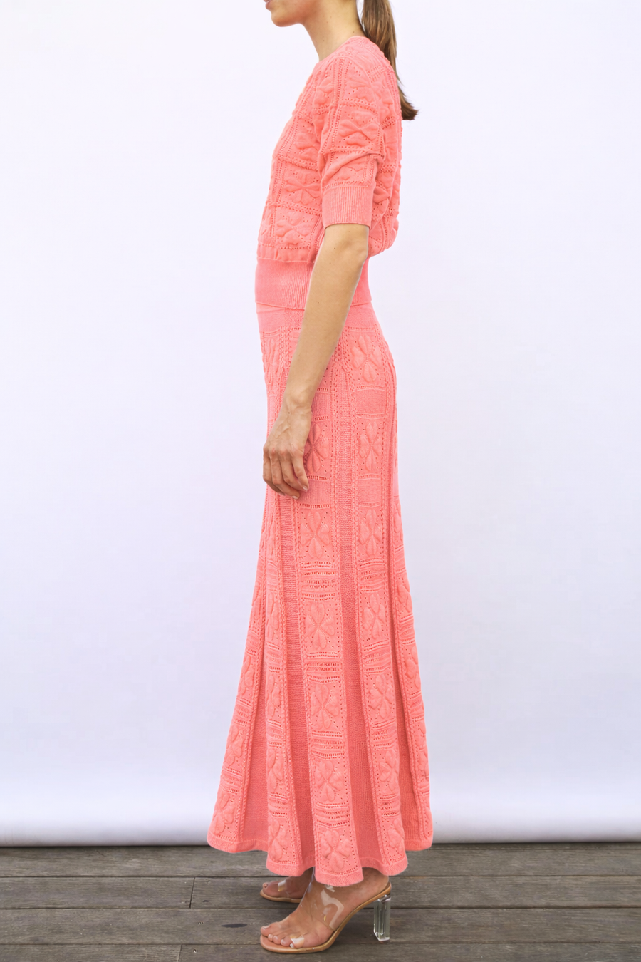 Clover Knit Long Skirt Cadillac Ombre