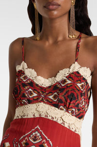 Thumbnail for Ainika Pineapple Ikat Sand Midi Dress-Dresses-Farm Rio-Debs Boutique