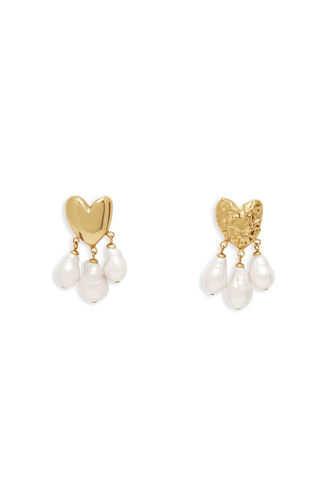HERO PEARL HEART EARRING-Accessories-Alemais-Debs Boutique