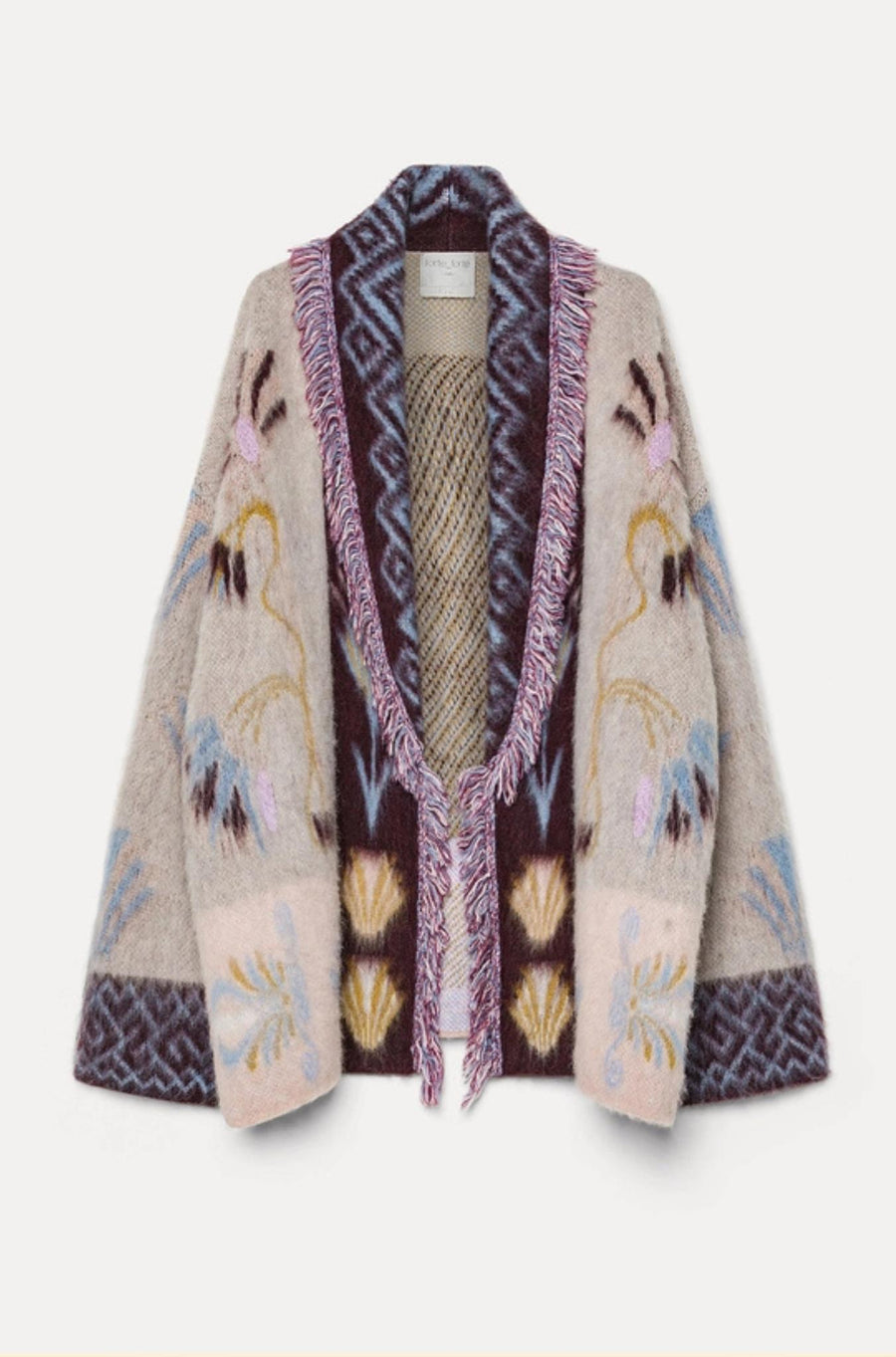 Baby Alpaca "Sogni" Jacquard Long Cardigan Avorio-SWEATERS & CARDIGANS-Forte_Forte-Debs Boutique