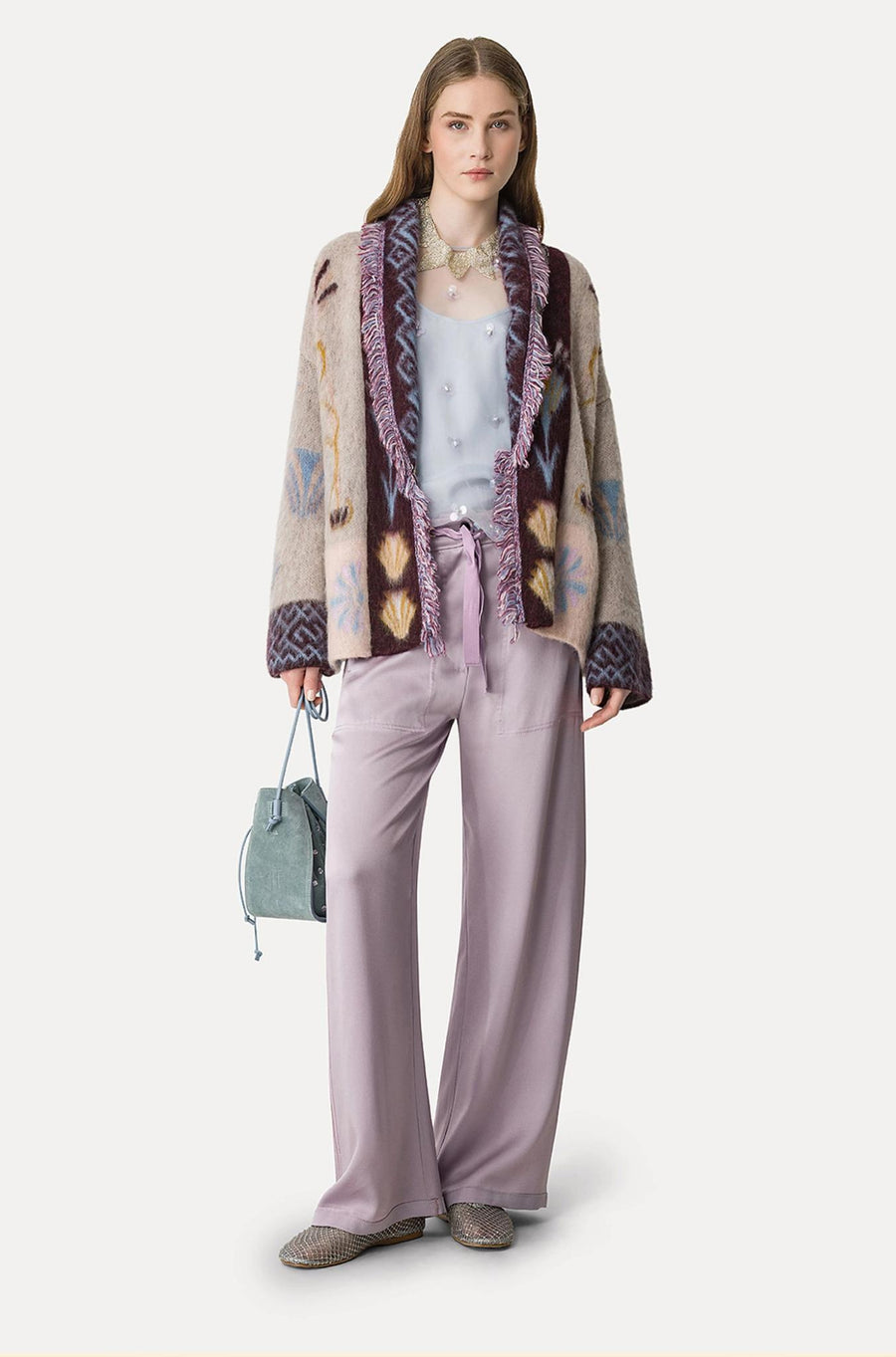 Baby Alpaca "Sogni" Jacquard Long Cardigan Avorio-SWEATERS & CARDIGANS-Forte_Forte-Debs Boutique