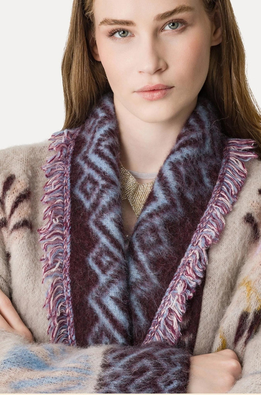 Baby Alpaca "Sogni" Jacquard Long Cardigan Avorio-SWEATERS & CARDIGANS-Forte_Forte-Debs Boutique