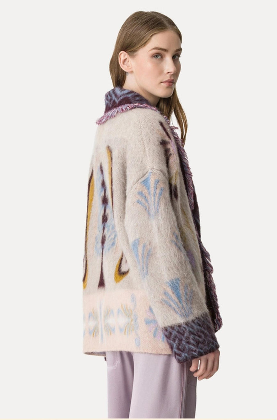 Baby Alpaca "Sogni" Jacquard Long Cardigan Avorio-SWEATERS & CARDIGANS-Forte_Forte-Debs Boutique