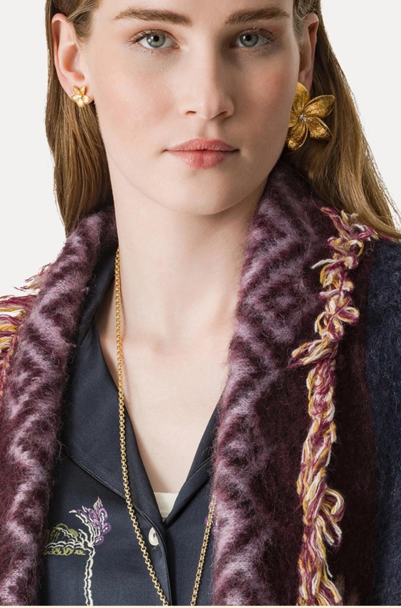 Baby Alpaca "Sogni" Jacquard Long Cardigan Notte-SWEATERS & CARDIGANS-Forte_Forte-Debs Boutique