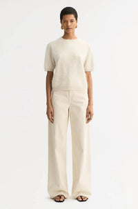 Thumbnail for Brushed Short Sleeve Feather White-Tops-Soft Goat-Debs Boutique