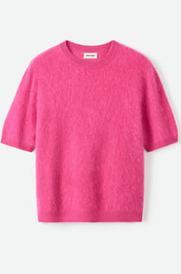 Thumbnail for Brushed Short Sleeve Fuchsia-Tops-Soft Goat-Debs Boutique