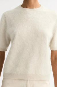 Thumbnail for Brushed Short Sleeve Feather White-Tops-Soft Goat-Debs Boutique