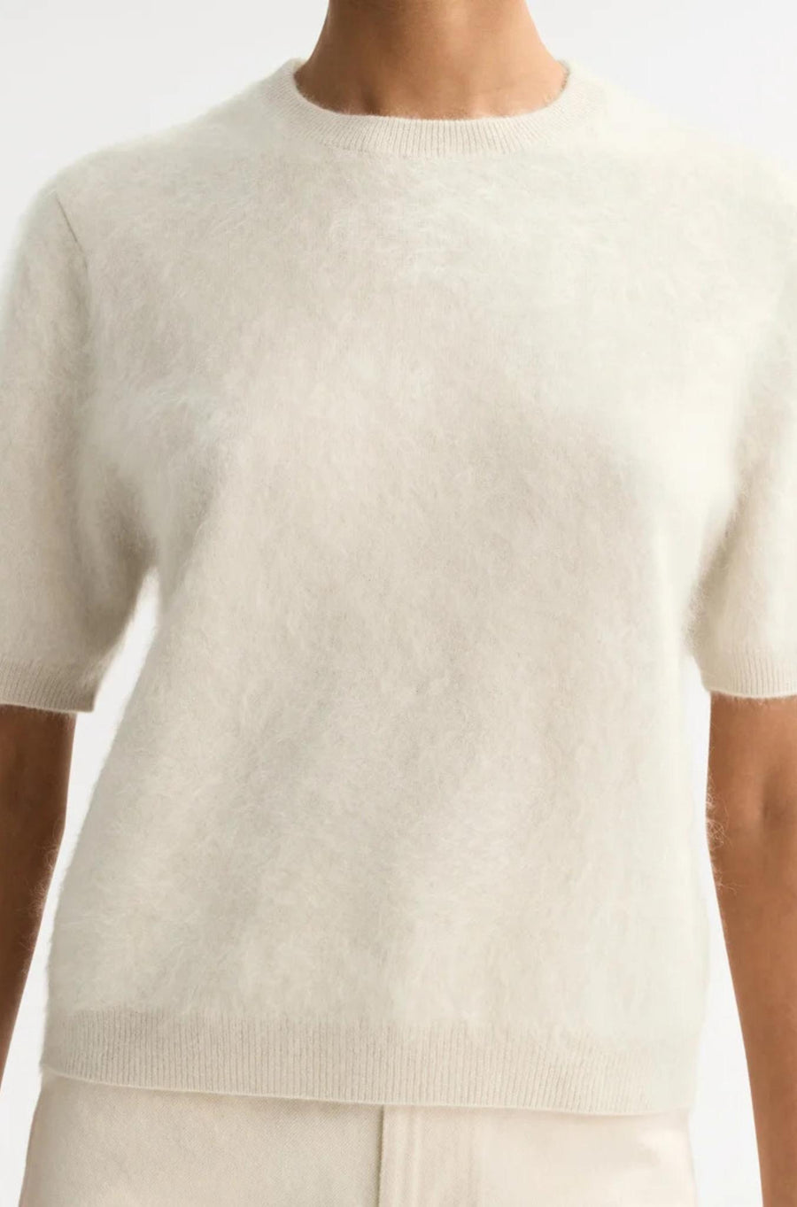 Brushed Short Sleeve Feather White-Tops-Soft Goat-Debs Boutique