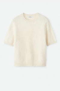 Thumbnail for Brushed Short Sleeve Feather White-Tops-Soft Goat-Debs Boutique