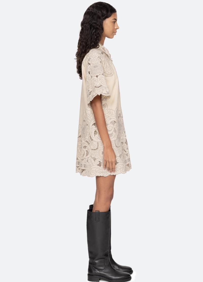 Ceci Embroidery Shirtdress Cream-Dress-Sea New York-Debs Boutique