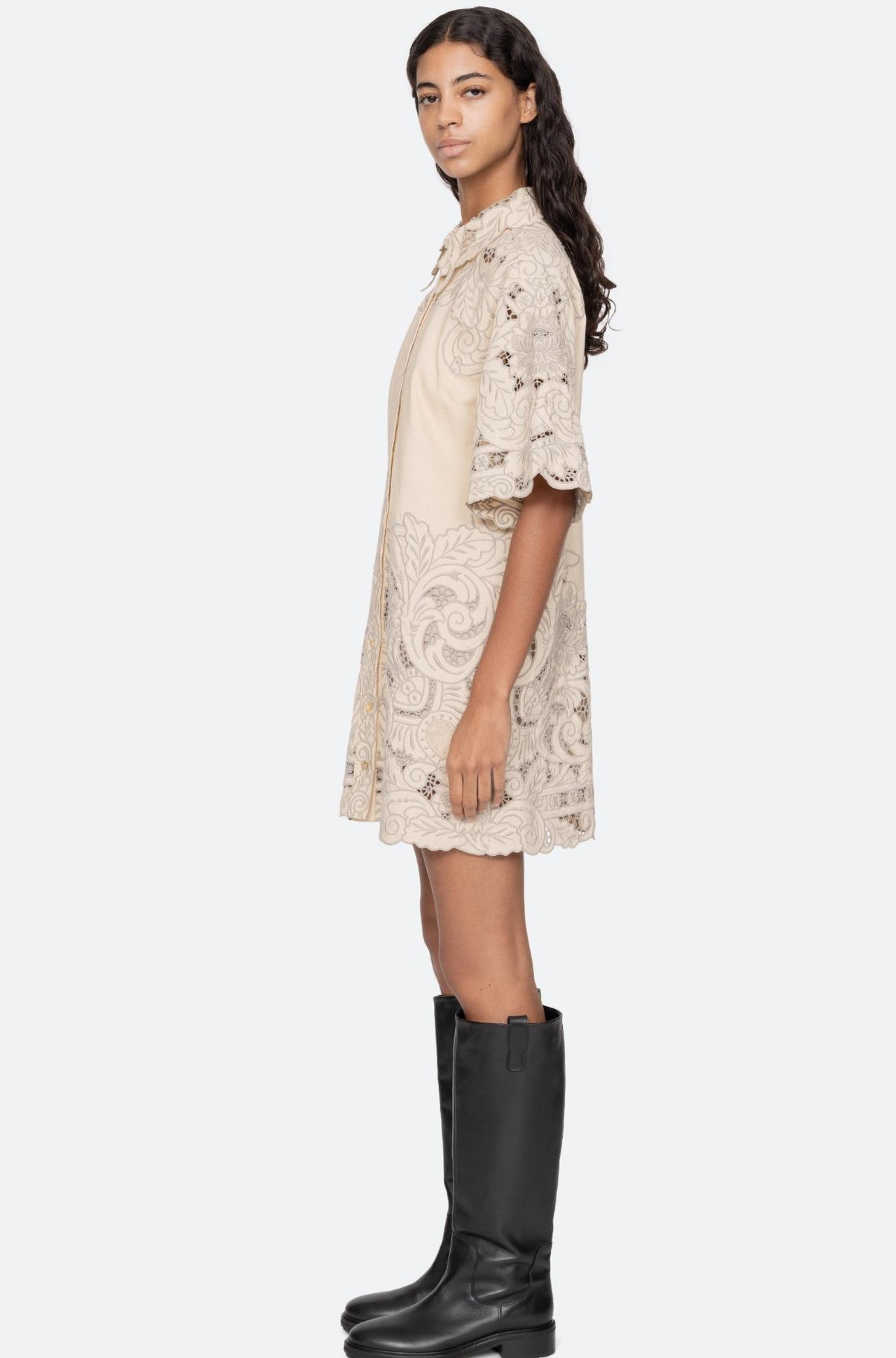 Ceci Embroidery Shirtdress Cream-Dress-Sea New York-Debs Boutique