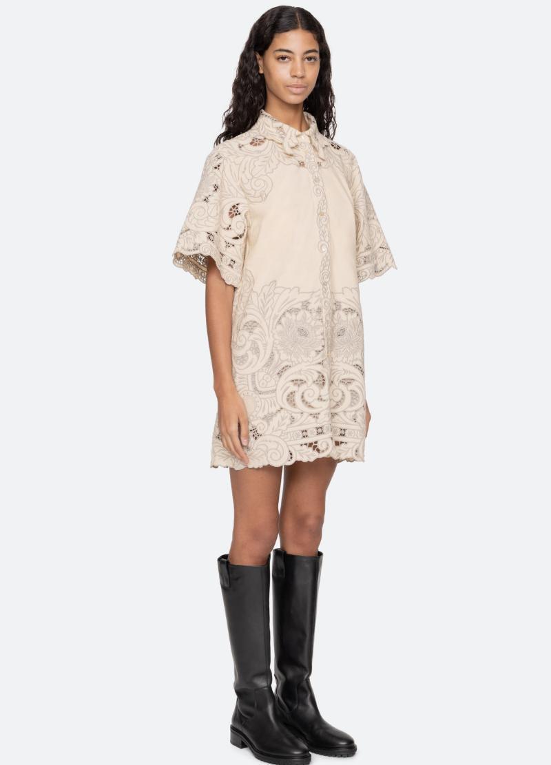 Ceci Embroidery Shirtdress Cream-Dress-Sea New York-Debs Boutique