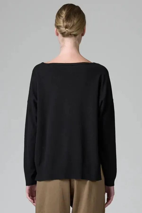 Knit Pullover in Black-Sweaters & Cardigans-Transit-Debs Boutique