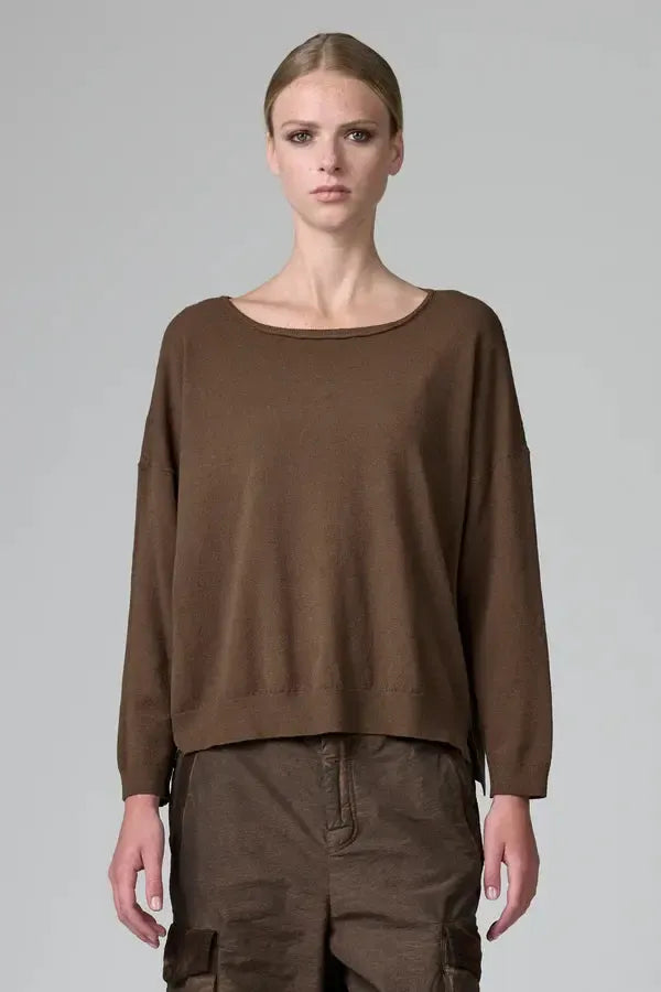 Knit Pullover in Tobacco-Sweaters & Cardigans-Transit-Debs Boutique
