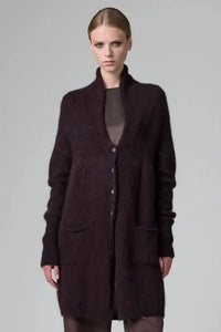 Thumbnail for Melange Knit Cardi in Merlot-Sweaters & Cardigans-Transit-Debs Boutique