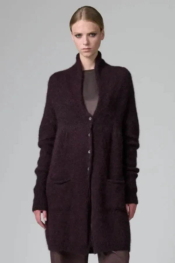 Melange Knit Cardi in Merlot-Sweaters & Cardigans-Transit-Debs Boutique