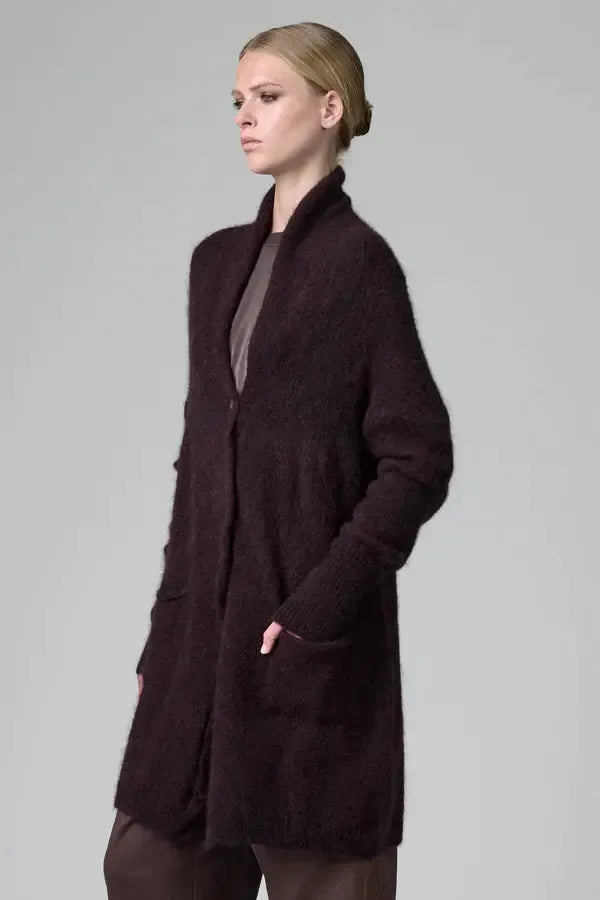 Melange Knit Cardi in Merlot-Sweaters & Cardigans-Transit-Debs Boutique