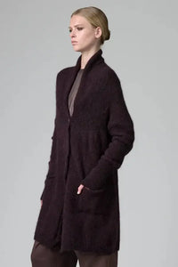 Thumbnail for Melange Knit Cardi in Merlot-Sweaters & Cardigans-Transit-Debs Boutique