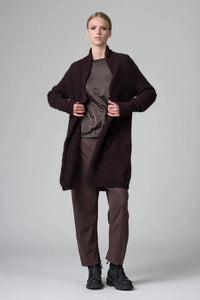 Thumbnail for Melange Knit Cardi in Merlot-Sweaters & Cardigans-Transit-Debs Boutique