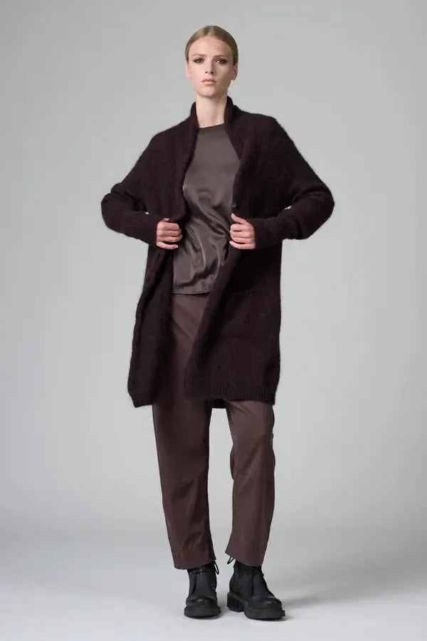 Melange Knit Cardi in Merlot-Sweaters & Cardigans-Transit-Debs Boutique