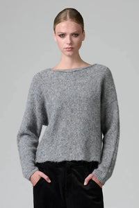 Thumbnail for Grey Melange Knit Pullover-Sweaters & Cardigans-Transit-Debs Boutique