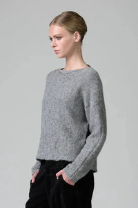 Thumbnail for Grey Melange Knit Pullover-Sweaters & Cardigans-Transit-Debs Boutique