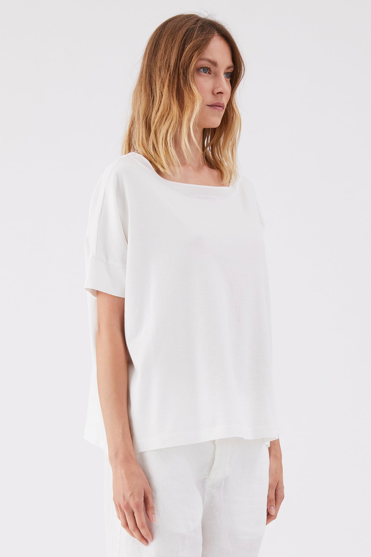 JERSEY OVERSIZED TEE WHITE-T-SHIRT-Transit-Debs Boutique