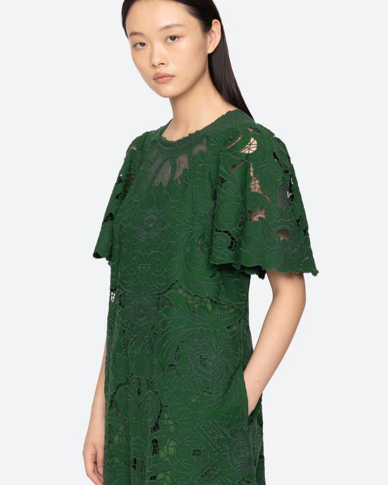 Ceci Embroidery Maxi Dress Green-Dress-Sea New York-Debs Boutique
