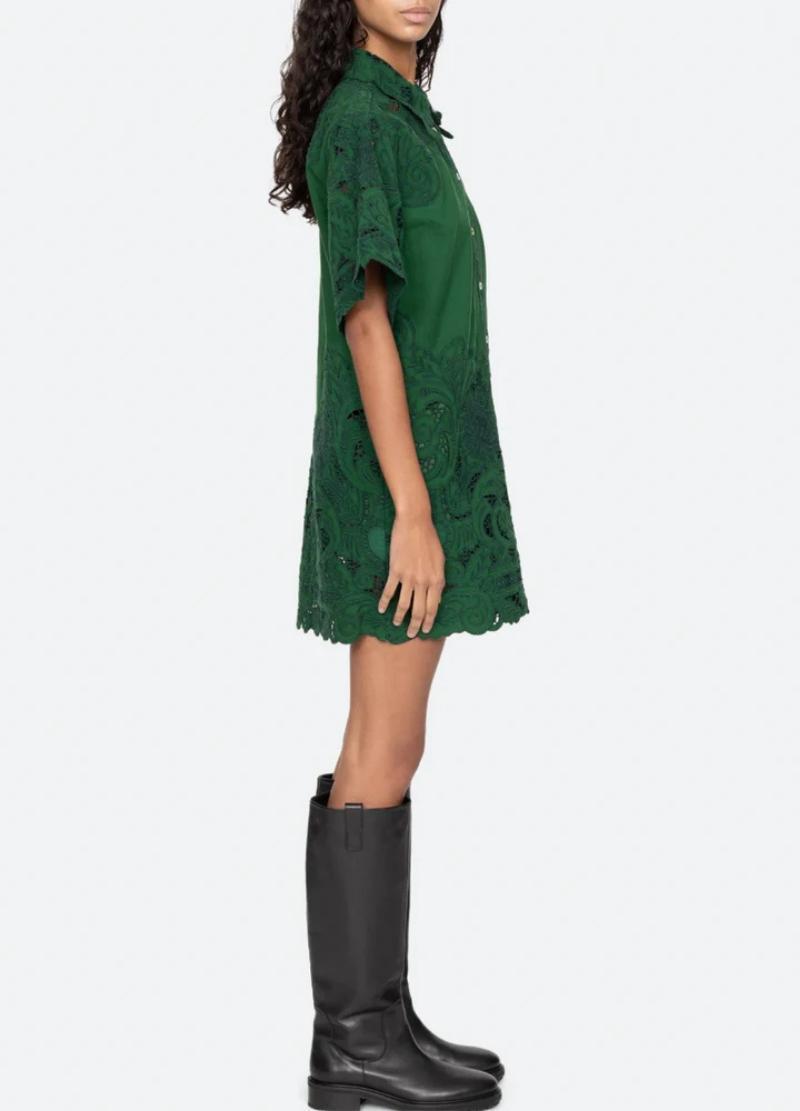 Ceci Embroidery Shirtdress reen-Dress-Sea New York-Debs Boutique