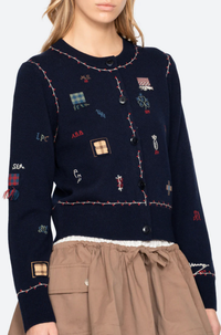 Thumbnail for Claira Emb Knit Cardigan