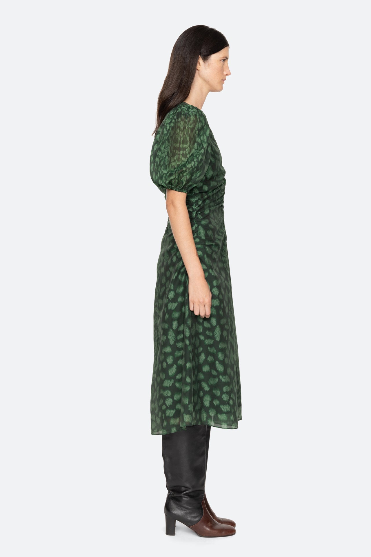 Claude Print Puff Midi Dress Green-Dress-Sea New York-Debs Boutique