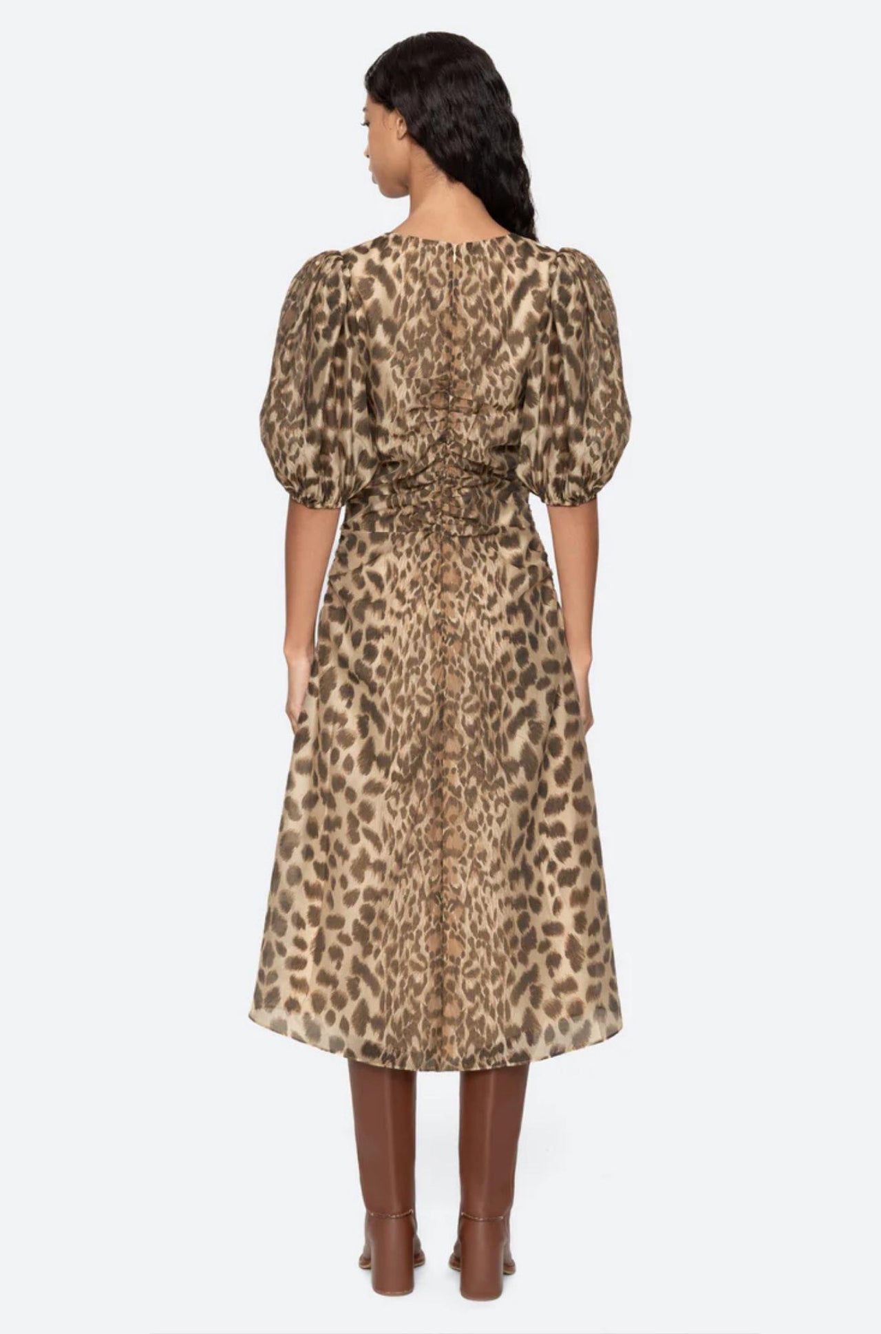 Claude Print Puff Midi Dress cream-Dress-Sea New York-Debs Boutique