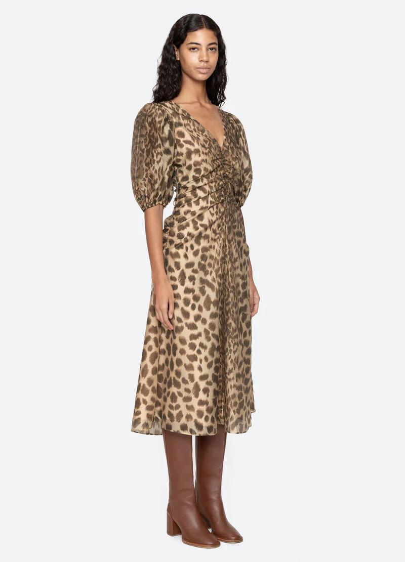 Claude Print Puff Midi Dress cream-Dress-Sea New York-Debs Boutique