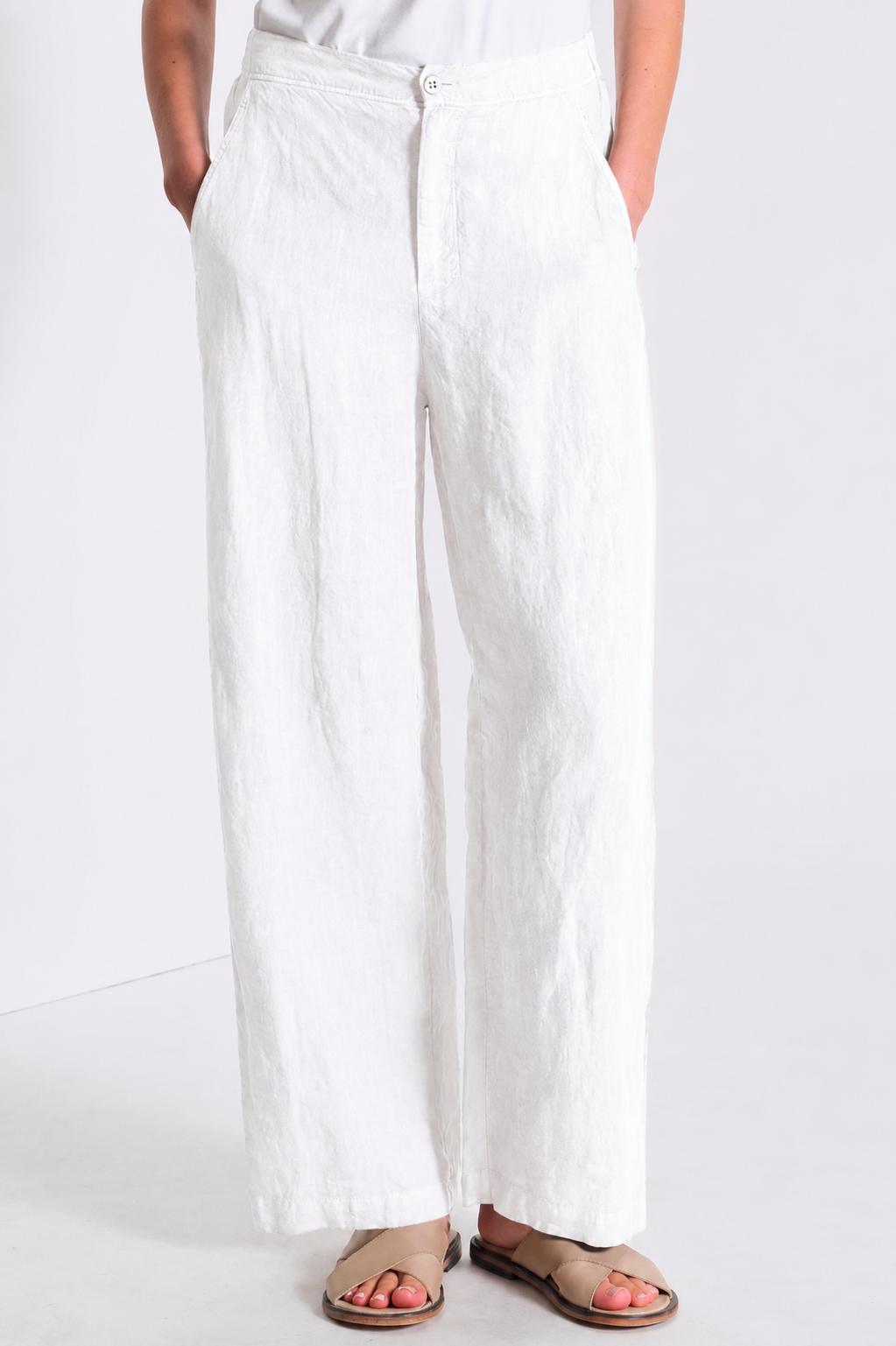 Linen Elastic Back Straight Pant