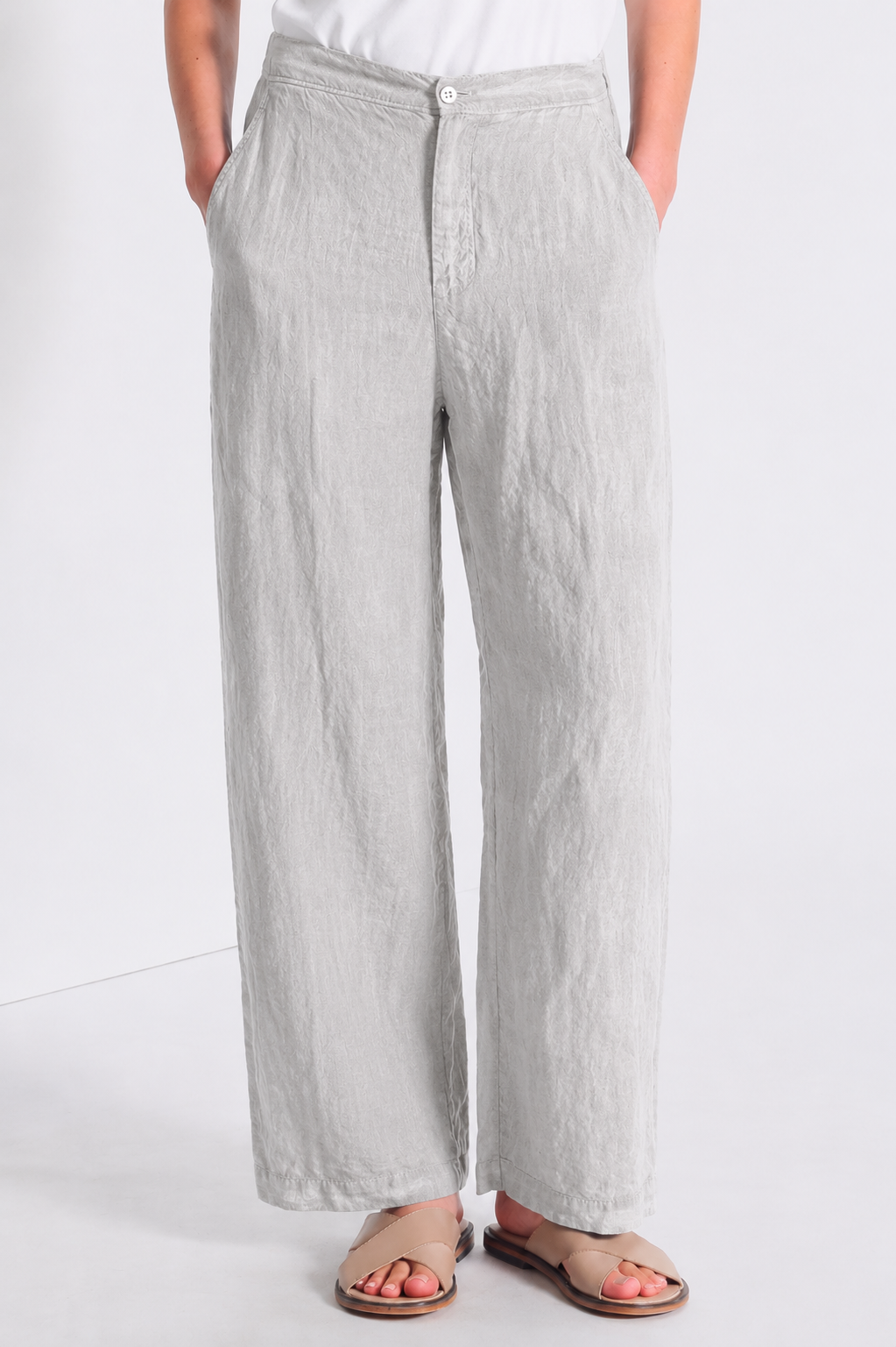 Linen Elastic Back Straight Pant