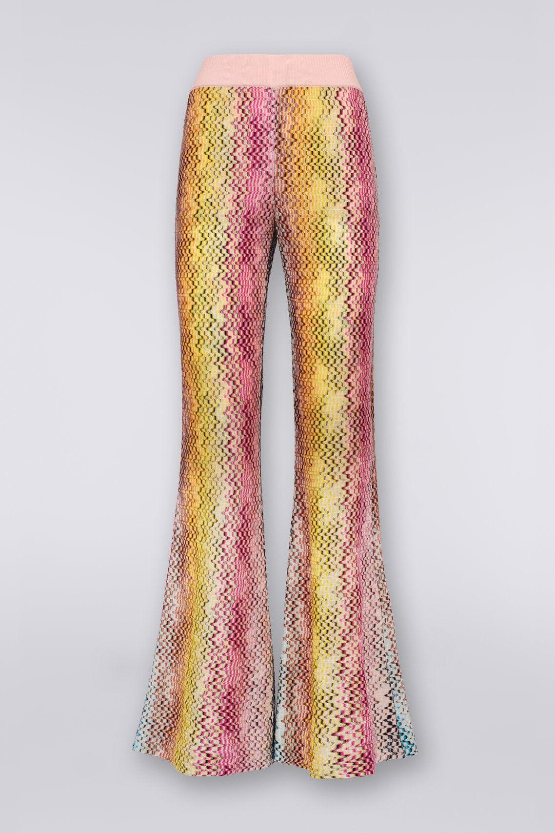 Viscose flared trousers with multicoloured Greek fret print-Pant-Missoni-Debs Boutique